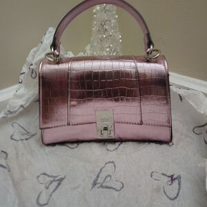 Elegant Pink Croc-Embossed Handbag| NEW